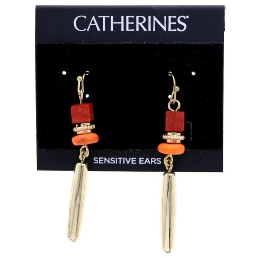 320 Catherines Gold And Orange Dangle Earrings 10$